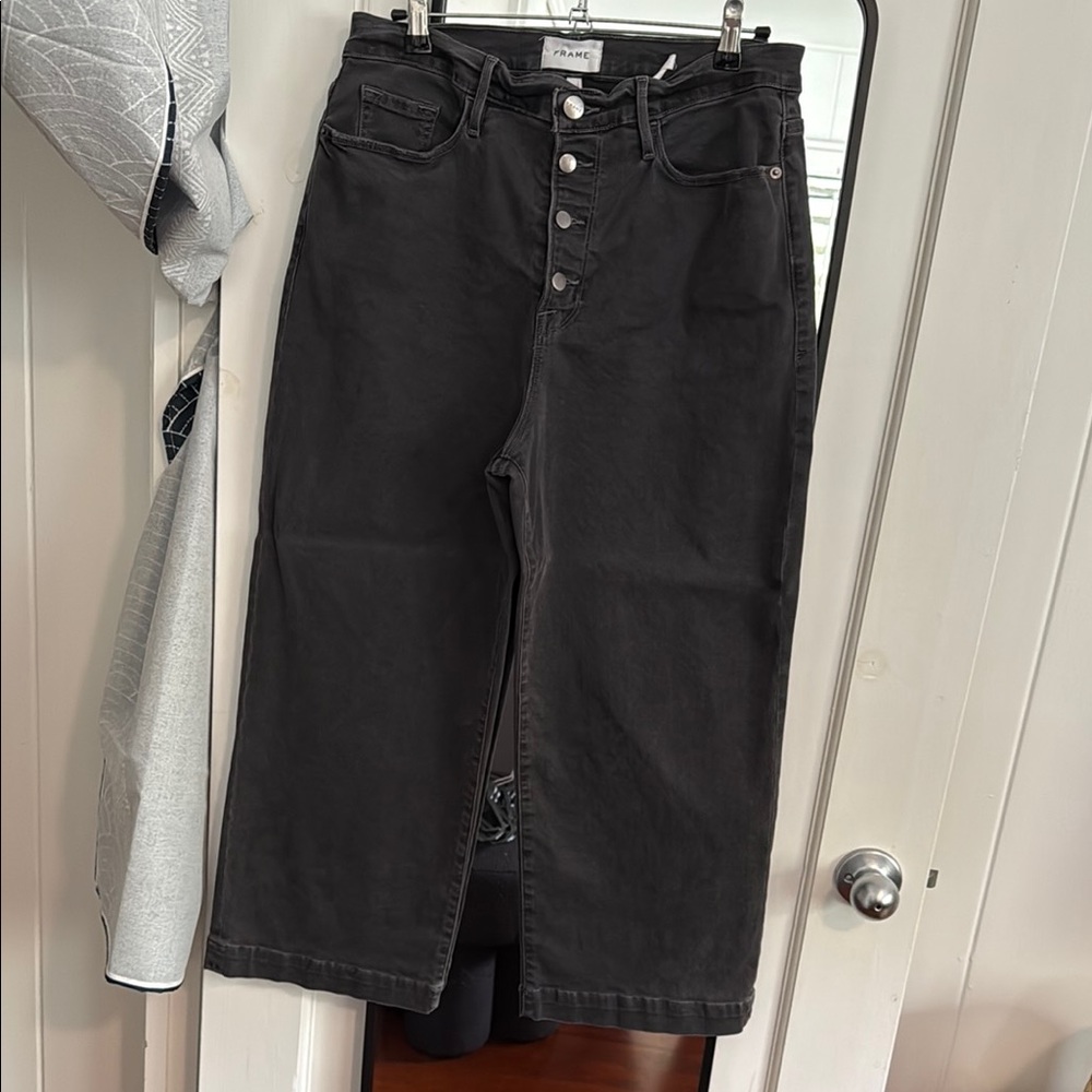 Frame Charcoal Wide-Leg Jeans
